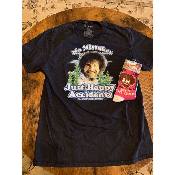 Bob Ross Other - 🌲 Bob Ross Graphic T-Shirt & Socks Bundle – Size L